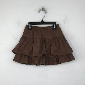 Hanna Andersson Girl's 110 Mini Skort Brown Solid Ruffle Tiered Pull On CS26 - Picture 1 of 5