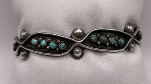 Sterling Silver Zuni Native American Turquoise Cuff Bracelet (15.38g) - Picture 1 of 6
