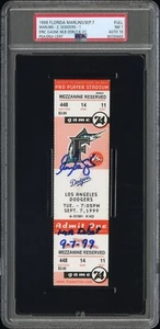 ERIC GAGNE SIGNED MLB DEBUT & 1ST K FULL TICKET 9/7/1999 DODGERS PSA 7💎AUTO 10 - Picture 1 of 12