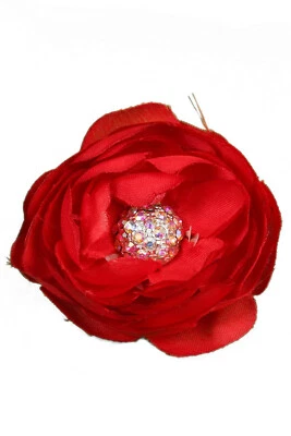 Clip Caravana, Flor con Estrás, Rojo/Negro Foto 1 de 2