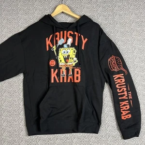 Spongebob Krusty Krab Hoodie Herren Large schwarz Grafikdruck Spruchärmel - Bild 1 von 4
