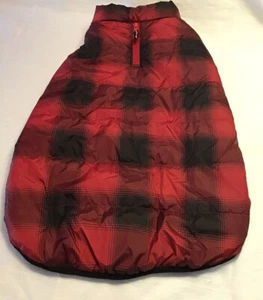 Pet Dog Large Jacket Coat Red & Black Polyester Checkered Fleece Lining 23” - Picture 1 of 3