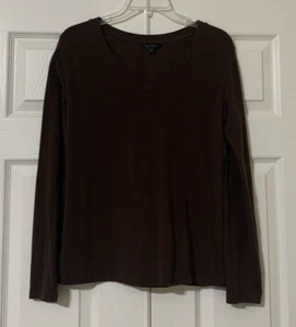 Femme by Tresics Brown Long Sleeve Women's Juniors v neck Shirt Top SZ Mdm - Picture 1 of 4