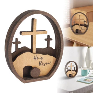 Empty Tomb Easter Decoration Wooden Resurrection Scene Tiered Tray #T - Picture 1 of 13