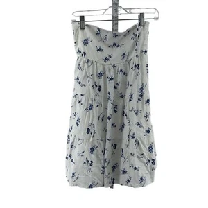 Vestido Abercrombie & Fitch Blanco Floral Sin Mangas Mujer Lino Calce y Acampanado XS - Imagen 1 de 6