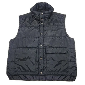 Vintage Sears Men's XXL Vest Black Snap Button Puff Hip-hop Warm Winter Pockets - Picture 1 of 9