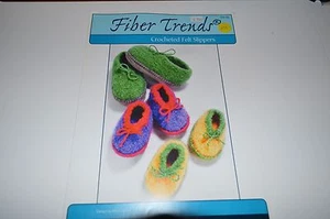 Fiber Trends Pattern Crocheted Felted Slippers Infant to Kids 3" - 8" feet CH-32 - Picture 1 of 1