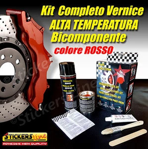 Vernice Pinze Freno Kit Alte Temperature colore ROSSO BICOMPONENTE Tuning Auto - Foto 1 di 1