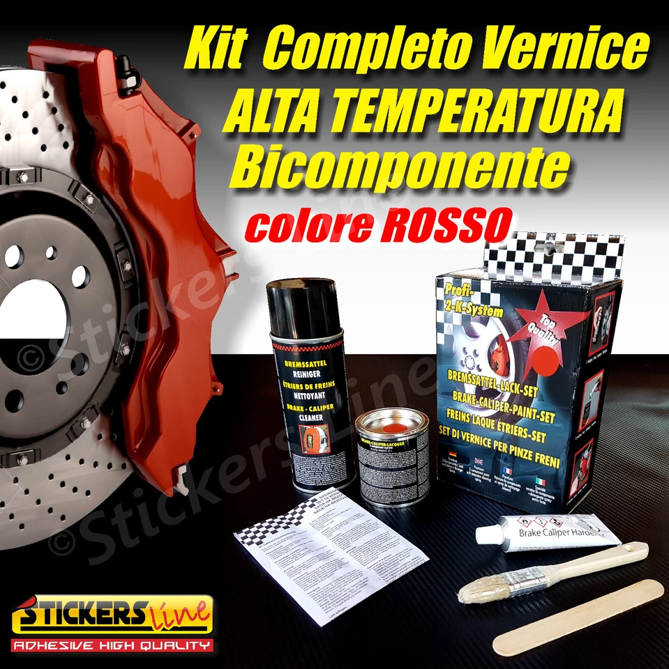 Vernice Pinze Freno Kit Alte Temperature colore ROSSO BICOMPONENTE Tuning Auto - Immagine 1 di 1