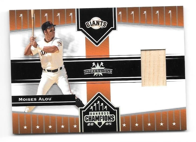 2005 DONRUSS CHAMPIONS BASEBALL #289 MOISES ALOU BAT RELIC IMPRESSIONS,GIANTS - Image 1 of 1