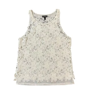 Express White Lace Overlay / Mesh Sleeveless Classic Top Blouse Tank Size Small - Picture 1 of 11