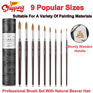 Sable Watercolor Brushes Professional Superior Kolinsky Watercolor Paint 9pcs US - Picture 1 of 8