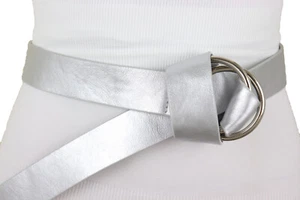 Women Silver Extra Long Faux Leather Wrap Fashionista Stylish Look Belt XS S M L - Picture 1 of 24