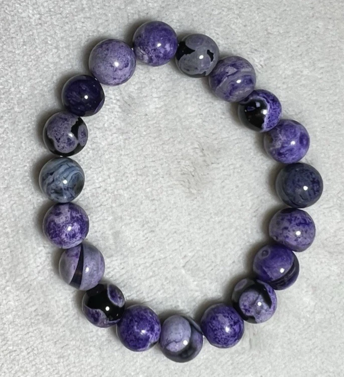 Pulsera elástica con cuentas de vidrio artístico multicolor púrpura 5 Foto 1 de 1