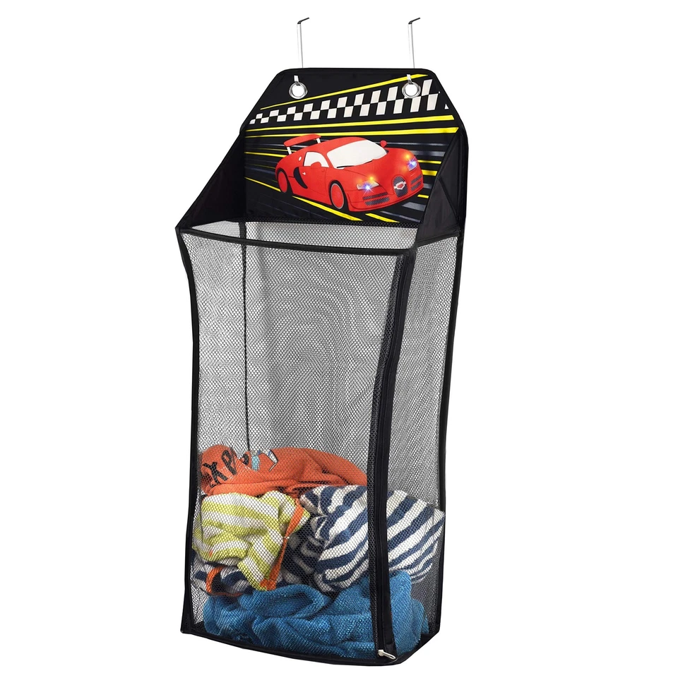 & Score Over The Door Hanging Kids Fun LED Race Car Light-Up Collapsible