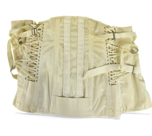 VTG Camp Corset Back Brace WHITE/IVORY Fan Laced STEAMPUNK Bustier Festival 42 - Picture 1 of 17