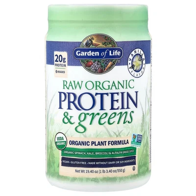 Raw Organic Protein & Greens, Vanilla, 1 lb 3.4 oz (550 g) - Image 1 of 3