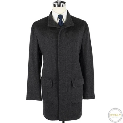 LNWOT Kiton Grey 100% Cashmere Flannel Suede Details Covered Placket Coat 50US - Image 1 of 4
