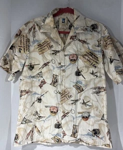Kahala Mens M Hawaiian Aquatic Fish Lewers Button Short Sleeve Shirt Cotton - Picture 1 of 9