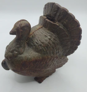Vintage Rustic Cast Iron Turkey Coin Bank 3.5” - Picture 1 of 17