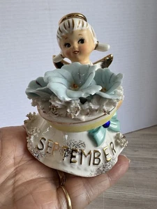 Vintage Geo Z Lefton September Angel Birthday Girl Morning Glory Sapphire 489 - Picture 1 of 6