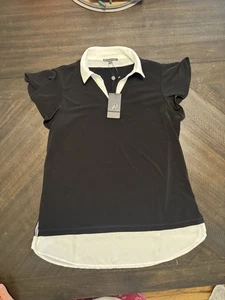 Adrianna Papell Black And White Flutter Cap Sleeve Blouse Medium - Picture 1 of 7