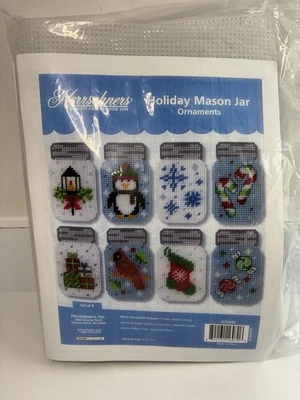 Herrschners Classic Christmas Mason Jar Yarn Ornaments Kit Set of 8 Crafts NEW - Image 1 of 4