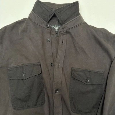 rag &bone Нью-Йорк мужской вязаный Workshirt - размер большой - выцветший черный.       856 - Изображение 1 из 4