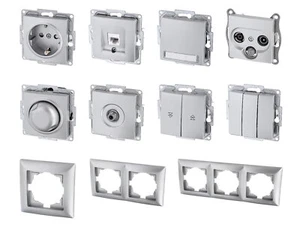 Unterputz Schalterprogramm G1 silber I Steckdose Taster Schalter Dimmer Serie - Bild 1 von 39