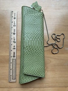 Valerie Stevens Clutch Purse Handbag with Chain Strap Genuine Leather Green - Picture 1 of 15