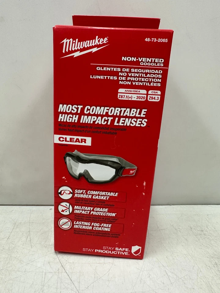 Milwaukee Clear Non-Vented Dual Coat Len's Goggles (48-73-2065) * *