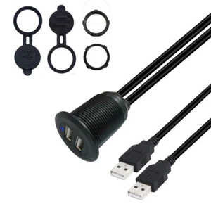 USB 2.0 Dual Ports Panel Flush Mount to 2 x USB-A 2.0 Female Extension Cable 1m - Picture 1 of 8