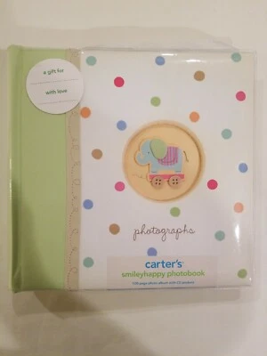 NEW CARTER'S SMILEYHAPPY PHOTO BOOK-100 PAGE BABY PHOTO ALBUM ELEPHANT DESIGN - Imagem 1 de 4