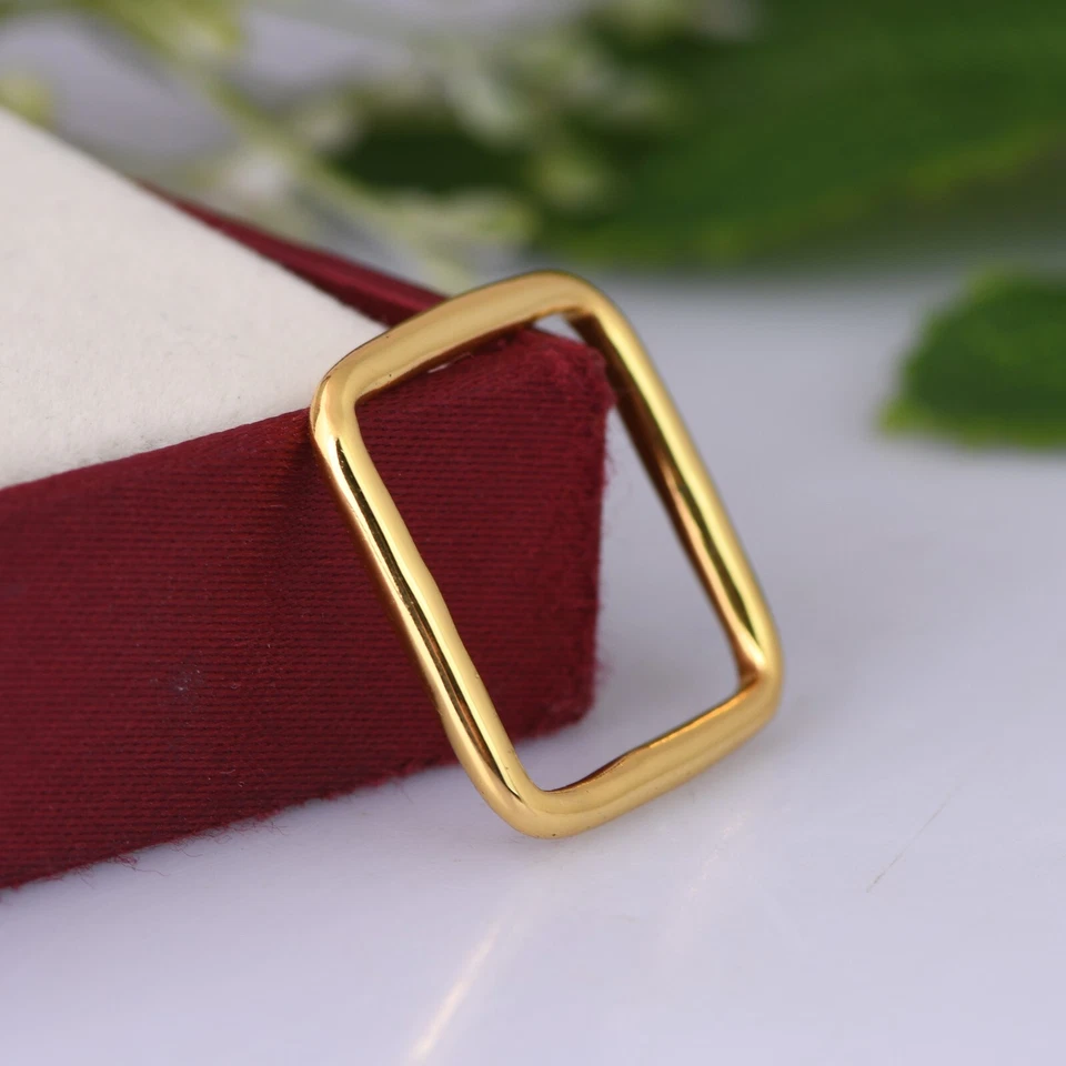 Square Shape Band Ring 925 Silver Gold Plated Women Wedding Gift Jewelry - Image 1 of 4