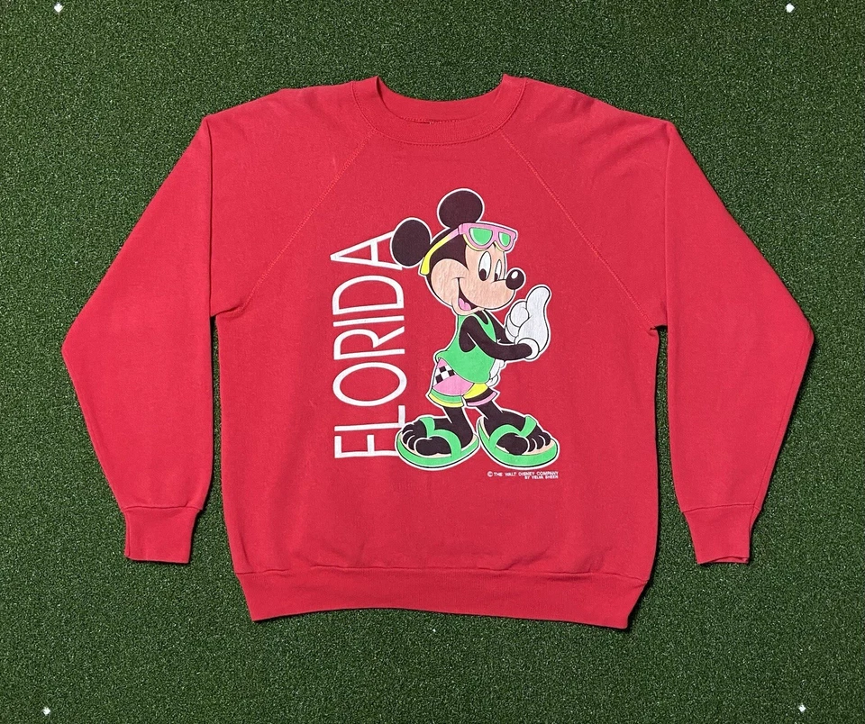 VTG 80s/90s Disney Velva Sheen Sweatshirt Red - Large - Mickey Florida Vintage - Image 1 of 4