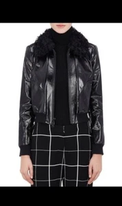CHAQUETA BOMBARDERO DE CUERO LISA PERRY CON CUELLO DE CORDERO RIZADO XS - Imagen 1 de 14
