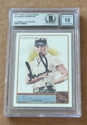 ANNIKA SORENSTAM SIGNED 2011 TOPPS ALLEN&GINTER AUTO GRADE 10 BECKETT COA LPGA - Image 1 of 2