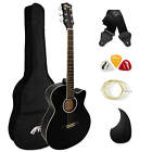 Tiger Full Size Beginners Acoustic Guitar Package, Bag, Strap & Strings - Black