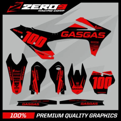CUSTOM MX GRAPHICS KIT: GASGAS MOTOCROSS MC EC 2021 - 2022 BLOCK BLK / RED - Image 1 of 4
