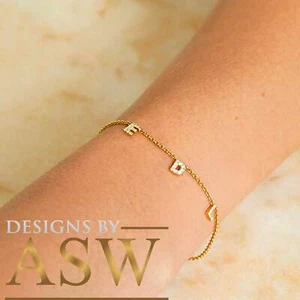 Multi Natural Diamonds Initials 14K Solid White Or Yellow Or Rose Gold 0.10ctw - Picture 1 of 2