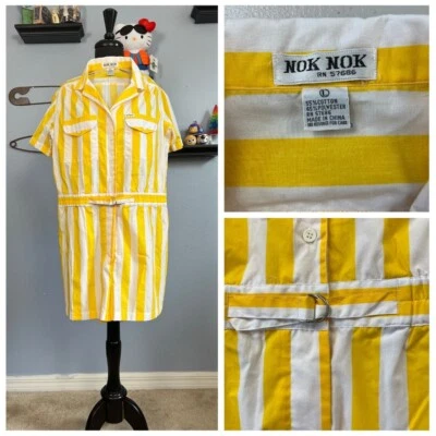 Mameluco abotonable a rayas amarillas y blancas Nok Nok años 80 de colección L Foto 1 de 4