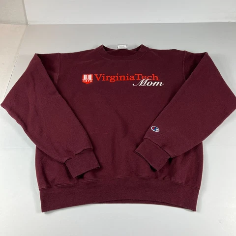 Champion Virginia Tech Hokies Mom Sweatshirt Women's Small Red Faded Crewneck Cover