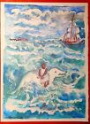 *HERMINE DAVID *LITHO*ORIGINALE*SIGNÉE*1966*DAUPHIN*SINGE*LA FONTAINE*MUSEE*RARE