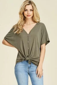Thea V Neck Self Tie Cupro Top - Picture 1 of 4