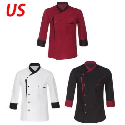 Unisex Chef Jacket Men Longsleeve Coat Restaurant Kitchen Cooking ChefUniform - Image 1 of 2