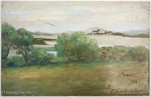 Beautiful Antique Impressionist Oil Painting Coastal Landscape by Eton Anderson - Picture 1 of 10