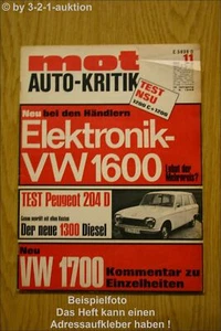 MOT 11/68 VW 1600 1700 PEUGEOT 204 D AUSTIN MORRIS - Foto 1 di 1