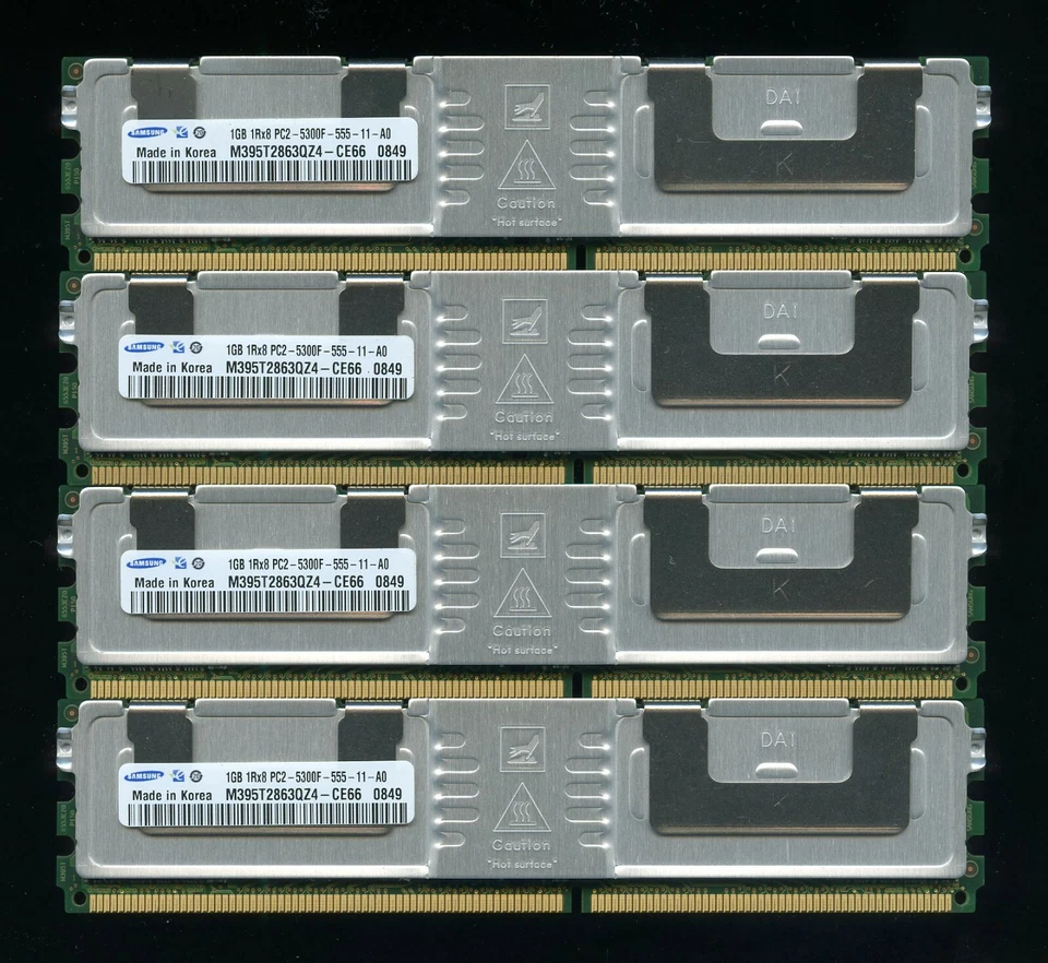 Samsung 4GB (4 X 1GB) PC2-5300F DDR2 ECC FB-DIMM Server Ram M395T2863QZ4-CE66 - Photo 1/1