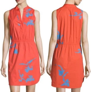 Tory Burch Chelsea Print Sleeveless Cotton Shirtdress Poppy Red Pylos Women’s 4 - Picture 1 of 9