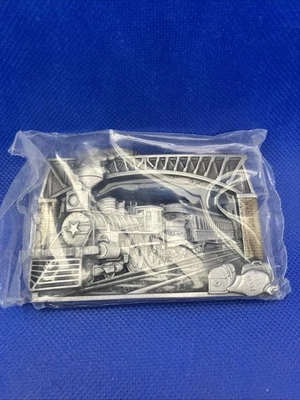 Vintage 1983 Golden Age of Railroad Steam Train Belt Buckle Bergamot Brass Works - Image 1 of 4